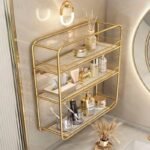 Luxurious Gold Three-Layer Wall Mounted Bathroom Shelf - Image 3