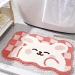 Soft Plush Cartoon Microfiber Bath Mat - Absorbent, Non-Slip, Quick-Dry Bathroom Rug