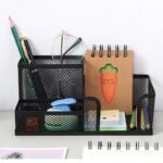 Stylish 3-Compartment Metal Pen Holder & Desk Organizer - Image 2