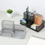 Stylish 3-Compartment Metal Pen Holder & Desk Organizer - Image 4