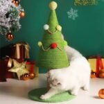 Festive Green Sisal Christmas Tree Cat Climbing & Scratching Post - Image 3