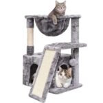 Modern Indoor Cat Activity Tower with Plush Perch & Condo Scratcher