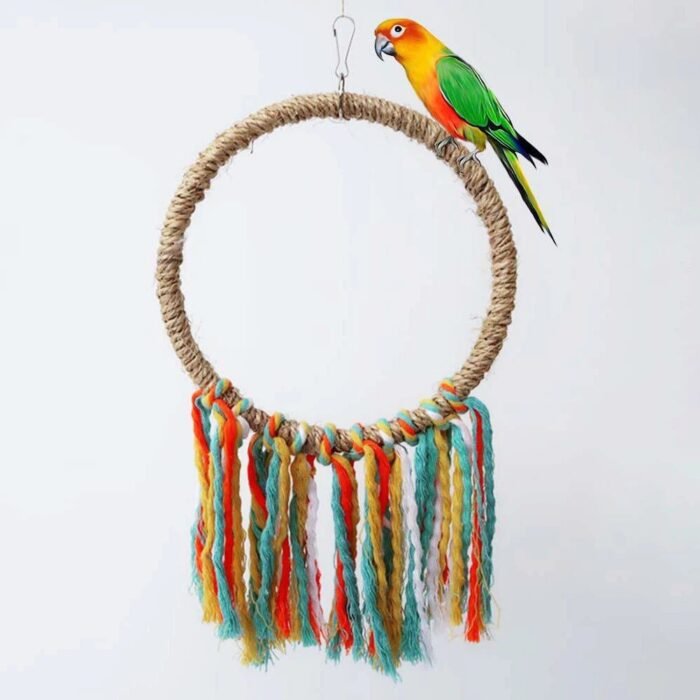 Colorful Cotton Rope Parrot Swing & Perch Toy for Cage Enrichment - Image 4