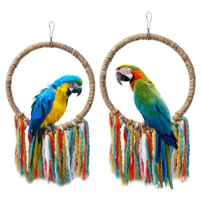 Colorful Cotton Rope Parrot Swing & Perch Toy for Cage Enrichment - Image 1