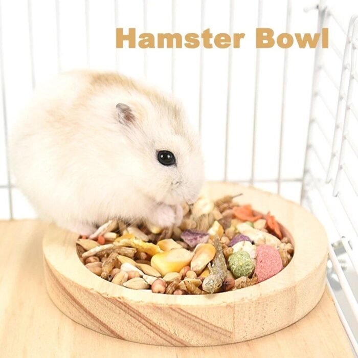 Charming Wooden Pet Food Bowl for Small Animals - Image 3