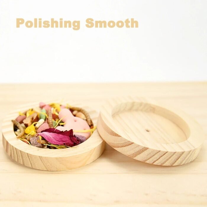 Charming Wooden Pet Food Bowl for Small Animals - Image 5