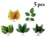 Vibrant 5-Piece Reptile Terrarium Plant Set - Multicolor Decor Leaves for Aquariums and Habitats - Image 2