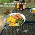 Stainless Steel 12PCS Outdoor Tableware Set - Durable, Portable & Perfect for Camping and Picnics - Image 3