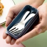 Compact Stainless Steel Spoon & Fork Set with Lunch Box - Ideal for Camping and Outdoor Adventures - Image 3