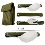 Stainless Steel Folding Cutlery Set with Canvas Bag - Ideal for Camping and Outdoor Adventures - Image 3