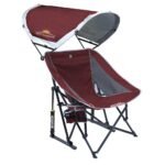 Outdoor Patio Folding Rocking Chair with Sunshade and Phone Pocket - Image 2