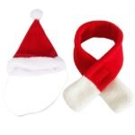 Velvet Christmas Santa Hat & Scarf Set for Pets