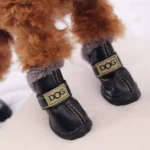 Winter Waterproof Snow Boots for Small Dogs - 4Pcs/Set Warm Fur Shoes Non Slip for Chihuahua, Pug, and Other Small Breeds
