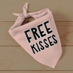 Free Kisses Pet Bandana - Word Print Dog Bandana - Minimalist Pet Scarf - Image 3