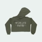 Mom Life Best Life Women's Cropped Fleece Hoodie - Image 2