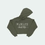Mom Life Best Life Women's Cropped Fleece Hoodie - Image 4