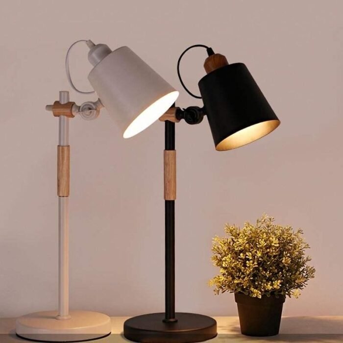 Modern Nordic LED Table Lamp - Adjustable Wooden Desk Light for Bedroom, Study & Decor - Image 1