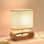 Contemporary Solid Wood & Fabric Table Lamp - LED Desk Lighting for Home & Office