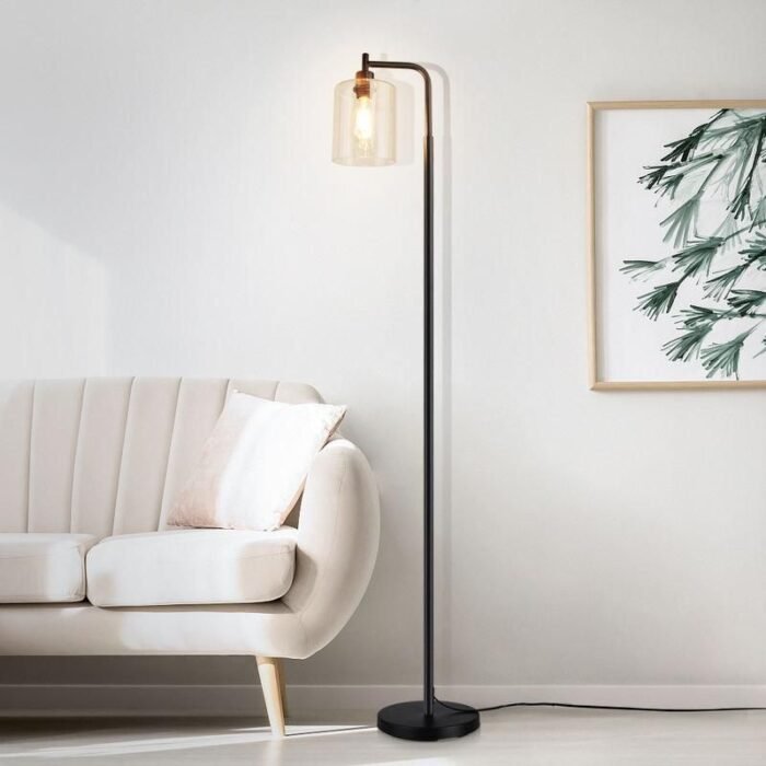 Elegant Nordic-Inspired Metal LED Floor Lamp with Glass Shade - Image 1