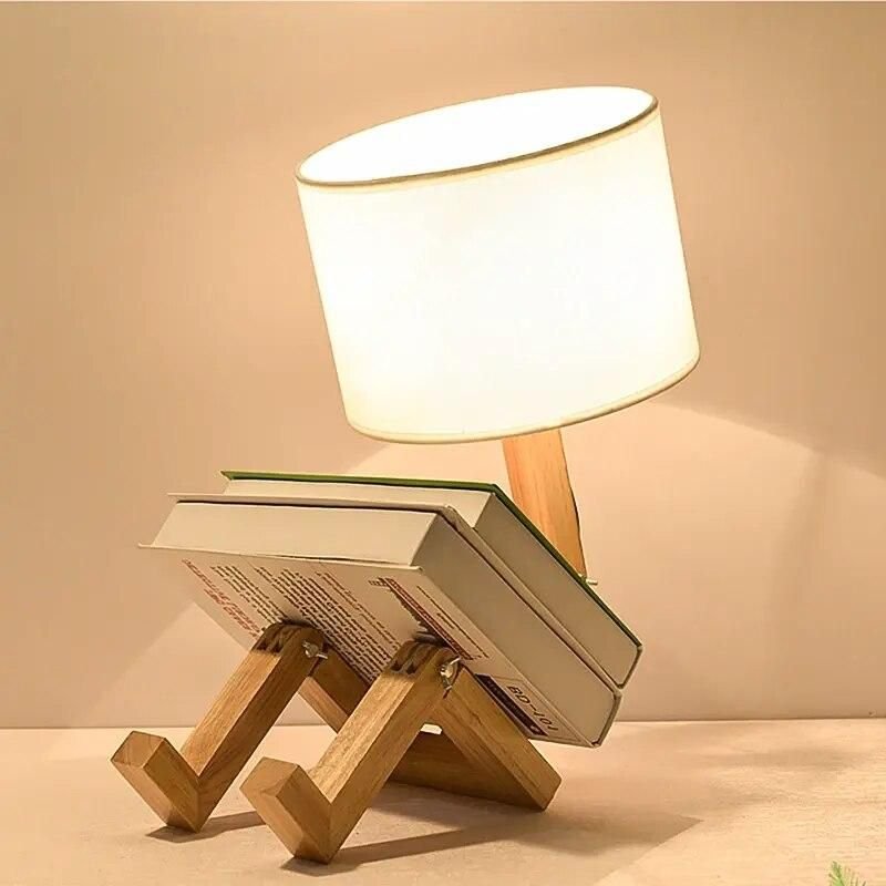 122063-5bc32d.jpeg Modern Nordic Wooden Robot LED Table Lamp - Artistic Desk Light for Eye Protection - Image 1