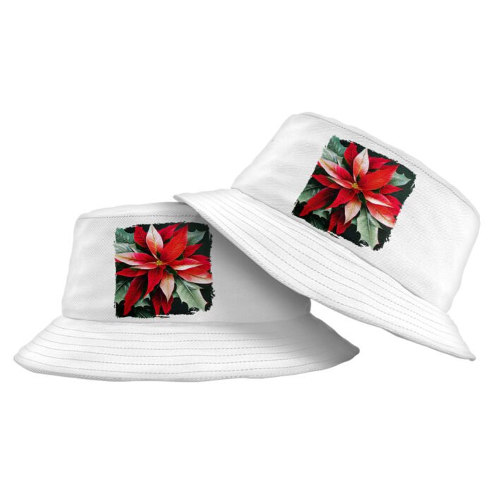 Plant Print Bucket Hat - Poinsettia Hat - Plant Bucket Hat - Image 1
