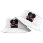 Cartoon Black Girl Art Bucket Hat - Unique Hat - Cute Bucket Hat